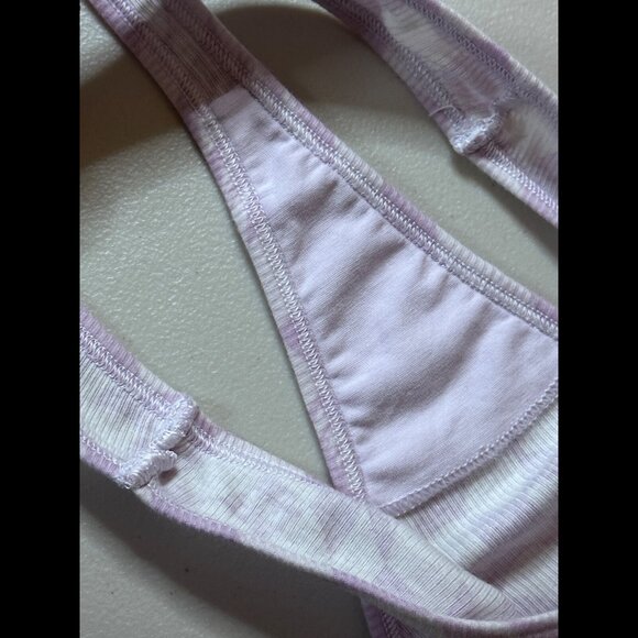New PINK Panties Small Womens Victoria Secret Purple Check Thong / String Ribbed - Picture 6 of 6